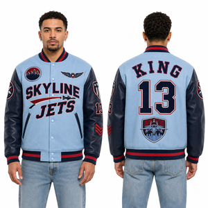 Veste de baseball personnalisée, manches côtelées, col et poignets à boutons-pression, doublure premium, durable, confortable, respirante, légère, hiver - Product Image 3
