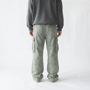 Men's Acid Wash Cargo Jogger Pants Oversized Loose Fit Multi Pocket Cotton Sweatpants Streetwear Casual Trousers - Product Image 5