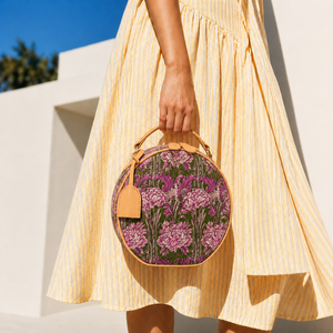 Round Floral Cosmetic Bag Zipper Makeup Case Leather Trim Travel Toiletry Pouch Wedding <b>Hat</b> <b>Box</b> - Product Image 6