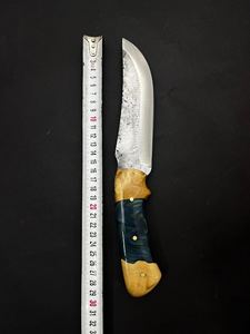 Cuchillo de Camping de Acero Inoxidable 5160, Cuchillo de Caza de Hoja Fija con Mango de Resina de Madera y Funda de Cuero - Product Image 2