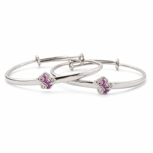 925 Sterling Silver Pink Cat Enamel Kids <b>Bangle</b> Bracelet <b>Set</b> High Polish Cartoon Animal Design for Girls Daily Wear Party Gift J - Product Image 5