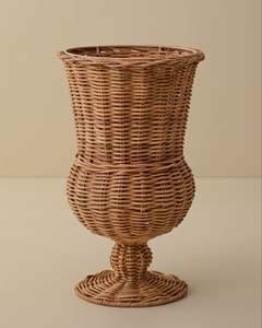 Ensemble de jardinières en rotin naturel, pots à fleurs en osier tressé, vases décoratifs sur piédestal pour la décoration intérieure du salon. - Product Image 3