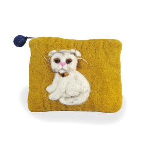 ทำด้วยมือในเนปาลผู้หญิงกระเป๋าสตางค์ของผู้หญิงที่ทำจากขนสัตว์นิวซีแลนด์ดีไซน์แมวที่มีเสน่ห์น่าดึงดูดและทันสมัย - Product Image 5