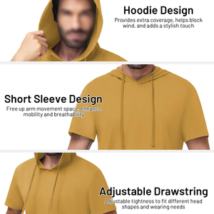 ออกแบบเสื้อฮู้ดแขนสั้นคุณภาพสูงสำหรับผู้ชาย สไตล์ใหม่ รับผลิตจำนวนมาก เสื้อฮู้ดแขนสั้นแบบสวมหัวสำหรับผู้ชาย - Product Image 5