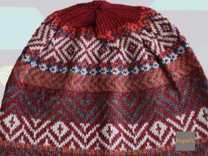 Gorro de Punto Geométrico Unisex, Gorro de Invierno Cálido, Estilo Étnico con Patrón Rojo, Azul y Blanco, para Adultos - Product Image 4