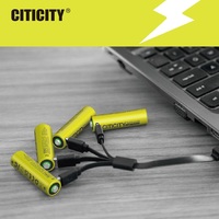 CITICITY Baterai USB Isi Ulang 18650 LiNiMnCoO2 (2-Paket) 7400mWh Lithium Ion 3.7V 1200+ Siklus Pengisian untuk Mainan