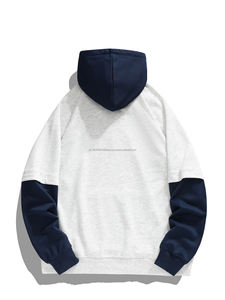 Usine directement en gros hommes Hoodies personnalisés épissage pull gaufrage impression fermeture éclair brodé Techniques pas cher - Product Image 2