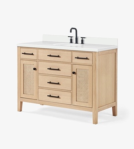 Meuble de salle de bain Chloe 49 pouces, vasque simple, en chêne blanc, directement de l'usine au Vietnam - Product Image 2
