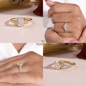 Bague de Mariage en Or Jaune Massif 14K, Diamant CVD de Laboratoire Certifié IGI, Couleur D, Pureté VVS2, Forme Ovale 1,00 Carat, Cadeau Parfait - Product Image 5