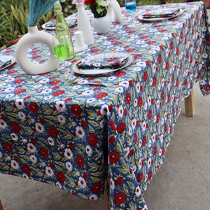 Floral Printed Cotton <b>Tablecloth</b> Blue Red White Outdoor Washable Pastoral Style Durable Washable Customizable <b>Square</b> <b>Tablecloth</b> - Product Image 5