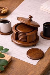 Handmade Wooden Round Coasters Reusable Cup Mats for Coffee Tea and Dining Table At <b>Cheap</b> Price - Product Image 5
