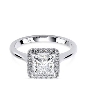 แหวนหมั้นเพชรทรงปรินเซสคัท 1.5 กะรัต ทองคำขาว 10K รับรองโดย IGI ประดับเพชรแบบเฮโล ทรงสี่เหลี่ยมจัตุรัส เหมาะสำหรับงานแต่งงานและเป็นของขวัญ - Product Image 1
