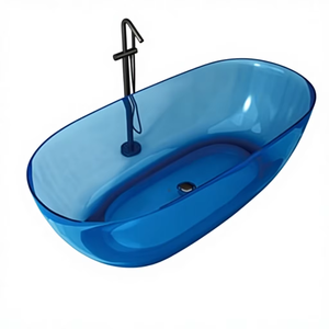 Bañera Ergonómica Moderna Independiente de Resina Transparente con 40 Jets, Función de Masaje Ecológica, Bañera Duradera para Relajación, SPA para Apartamentos - Product Image 1