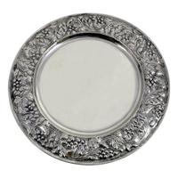 Assiette de service en métal avec design de bordure personnalisé, finition antique en étain, décoration de table à manger, 13 pouces, style vintage