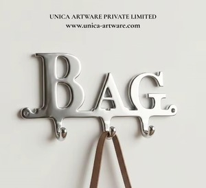 Modern Aluminum <b>Wall</b> <b>Hook</b> Rack with 3 <b>Hooks</b> for Bags <b>Keys</b> Coats-Eco-Friendly Durable Home Decor by Unica Artware - Product Image 5