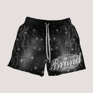 Ensemble de shorts d'été décontractés pour hommes avec imprimé aquarelle abstrait et motif géométrique sérigraphié - Product Image 5