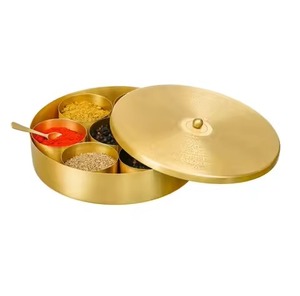 Metal <b>Spice</b> <b>Box</b> with Decorative Lid Kitchen Masala Storage Container <b>Spice</b> Organizer for Home Cooking Dining Table Restaurant - Product Image 3