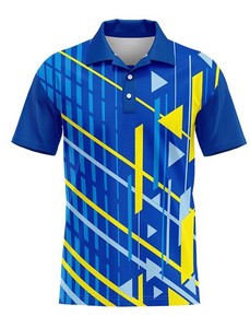 เสื้อเชิ้ตผู้ชายผ้าเทอร์รี่ผสมสแปนเด็กซ์/คอตตอน แขนสั้น ติดกระดุม ลายพิมพ์แบบรีดร้อน แห้งเร็ว ผ้าถัก - Product Image 3