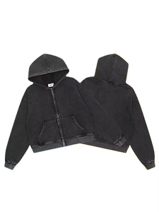 Sweat-shirt à capuche oversize pour homme en polyester/coton, tricoté en molleton bouclette, anti-plis, noir uni, décontracté, avec poches, hiver - Product Image 2