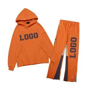 Pantalones de chándal deportivos informales para hombre, de peso pesado, 550GSM, cintura media, pantalones de pierna apilada, ropa de calle, conjuntos ligeros rectos acampanados - Product Image 3