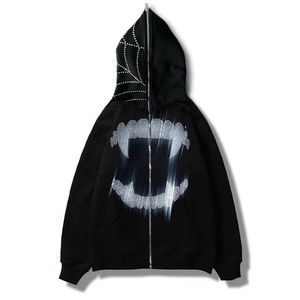 Sweat à capuche intégral personnalisé unisexe, style streetwear, design en strass, coton molletonné de qualité supérieure, respirant, mode hiver, sportif - Product Image 1