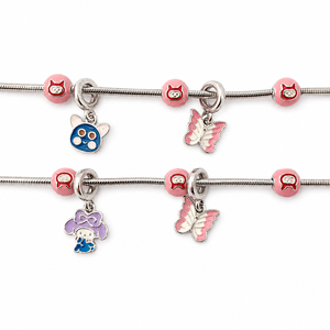 925 Sterling Silver Butterfly and Floral Charm <b>Anklet</b> High Polish Color Enamel Cute Nature Style Jewelry for Girls Kids Daily - Product Image 3