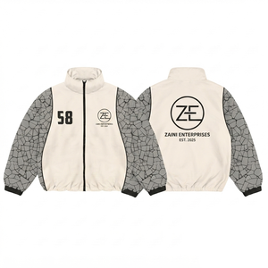 <b>Mens</b> 120 GSM Premium Polyester Windbreaker <b>Jacket</b> <b>White</b> Grey Contrast Panel Custom Digital Printing Logo Covered Button - Product Image 1