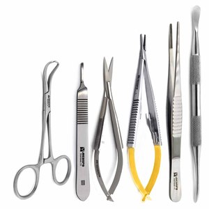 Juego de Instrumentos de Microcirugía Dental (Set 6) de Acero Inoxidable, Instrumentos Quirúrgicos Manuales con Certificación CE, Portaagujas para Uso Hospitalario - Product Image 1