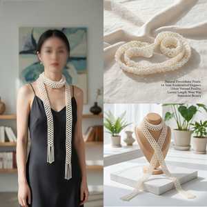 Écharpe longue en fourrure WENCHI avec perles d'eau douce naturelles 800g - Accessoire élégant et luxueux - Product Image 1