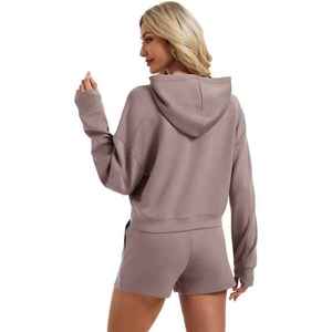 Women's Casual Summer Heavyweight Pullover Hoodie And <b>Drawstring</b> Shorts Set Printed Breathable Streetwear Outdoor Two Piece Set - Product Image 2