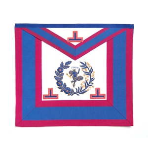 Delantal Masónico de Gran Maestro Azul y Rosa Bordado con Emblema Junior - Product Image 4
