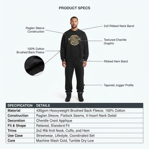 เสื้อสเวตเชิ้ตคอกลมแขนแร็กแลนผ้าฝ้าย 100% หนัก 430GSM แบบสั่งทำพิเศษ (OEM) ทรงบ็อกซี่ สตรีทแวร์ ใส่ได้ทั้งชายและหญิง ระบายอากาศได้ดี - Product Image 5