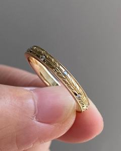 Minimalist Flush Set Lab Grown Diamond Gold Plated 9k Purity Women's Wedding Band Modern Vintage Style <b>Ring</b> Set - Product Image 1