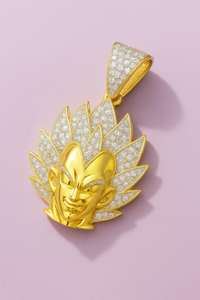Colgante de moissanita de plata de ley 925 con diseño de Goku Iced Out, sin cadena, al por mayor y económico - Product Image 6
