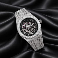 Montre Homme de Luxe MARS PIGUET à Quartz Glacé, Cadran Squelette Analogique, Verre Acier Inoxydable, Boîtier 41mm, Bracelet 20mm, Date Automatique, Résistance à l'Eau 10 ATM