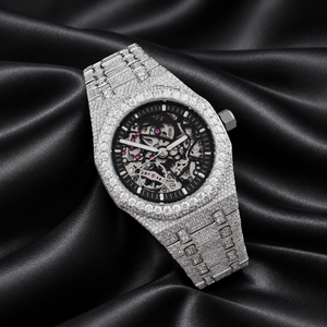 นาฬิกา MARS PIGUET Iced Quartz ระบบอนาล็อก โครงสร้างเปลือย กระจก ตัวเรือนสแตนเลส ขนาด 41 มม. สายขนาด 20 มม. ระบบอัตโนมัติ แสดงวันที่ กันน้ำ 10 บาร์ นาฬิกาข้อมือผู้ชายสุดหรู - Product Image 2