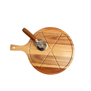 Tabla Redonda de Madera Ecológica de la Mejor Calidad para Pizza con Asa, Plato para Servir para Cocina y Restaurantes, Venta al Por Mayor - Product Image 4