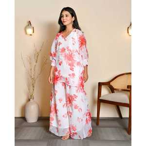 ชุดเซ็ตผ้าชีฟองลายดอกไม้ลำลอง Birdie ไซส์ XS สีขาว พร้อมดีไซน์ลายดอกไม้สำหรับใส่ทุกวัน - Product Image 5