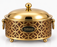 Plat de service en bois de luxe, durable et écologique, chauffe-plat à motif géométrique doré, compatible gaz et induction, pour four