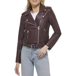 Chaquetas de cuero elásticas para mujer, chaqueta corta personalizada para mujer, cuero genuino PU - Product Image 1