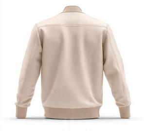 เสื้อแจ็คเก็ตบอมเบอร์ผู้ชายสีเบจ หนัง PU ปกคอพับ ปิดด้วยซิป สไตล์ลำลอง ทรงปกติ ใส่ได้ในฤดูใบไม้ร่วง - Product Image 6