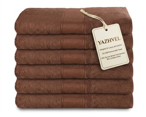 Juego de Toallas de Baño de Bambú Viscosa Premium, Paquete de 6 Toallas Marrones de 730 GSM, Mezcla de Algodón, para Uso en Spas y Hoteles de Lujo - Product Image 2
