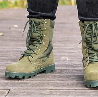 Botas tácticas de exterior de caña alta para hombre, de gamuza sintética, con cordones, duraderas, para trabajo y senderismo
