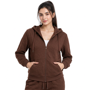 Conjunto de chándal con capucha para mujer, negro, con estampado de lavado ácido, de peso pesado, sudadera con cremallera de manga larga y pantalones jogger, atuendo informal - Product Image 6