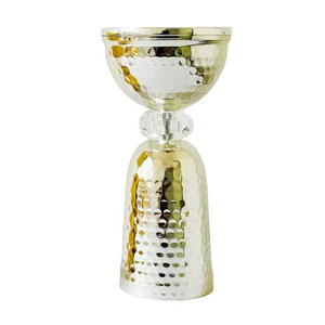 Brûleur d'encens chic en métal martelé or et argent avec bases assorties et accent en cristal transparent pour une aromathérapie relaxante - Product Image 2