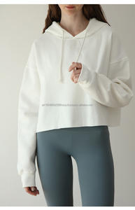 Mujeres recortadas sudaderas con capucha Invierno en Blanco primavera otoño ropa suéteres ropa de calle - Product Image 3