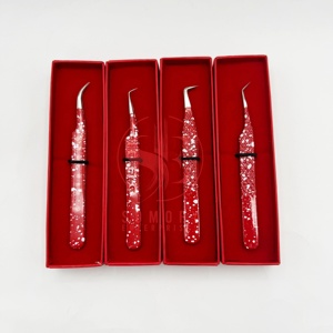 Meilleurs embouts professionnels durables en fibre d'acier inoxydable ensemble de pinces à épiler extension de cils cils à 45/90 degrés longueur 10mm personnalisé - Product Image 1