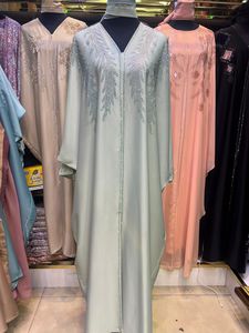 Best Selling Umbrella Abaya Modest Dubai Beaded Sequined <b>Long</b> Sleeve Muslim Traditional Handmade Wedding Women Breathable V Neck - Product Image 6