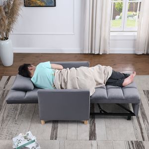 Poltrona Letto Convertibile Multifunzionale Regolabile in Tessuto Morbido per Soggiorno con Cuscino - Product Image 3