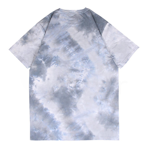 Men's Tie-Dye Short Sleeve T-Shirt O-<b>Neck</b> Knitted Casual Oversized <b>Cloud</b> Pattern Regular Fit - Product Image 2
